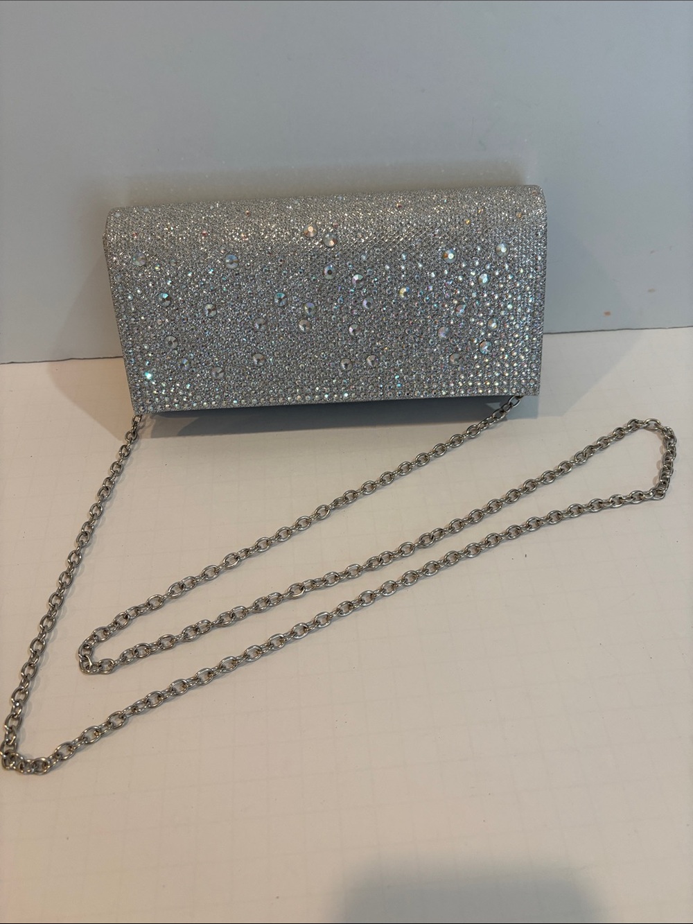 Jessica McClintock Chloe Sparkle Stones Evening Clutch Bag in Silver - Picture 2 of 10